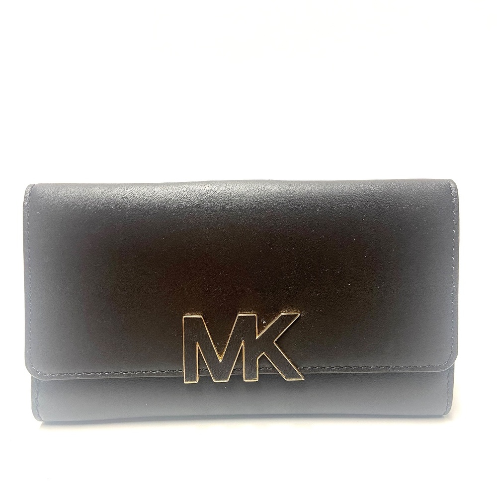 Michael Koss Leather Florence Large Billfold Wallet- Dark Chocolate